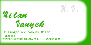 milan vanyek business card